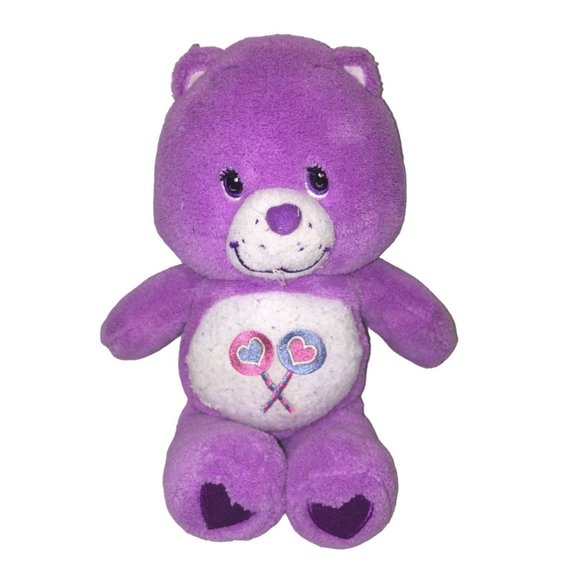 Care Bears SHARE BEAR Plush - Purple with Lollipops and sweet smile 9" Tall - Picture 2 of 7